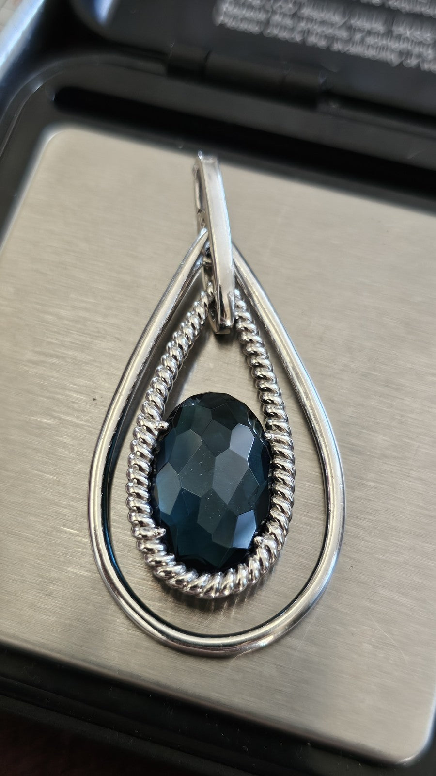 TI SENTO Milano 925 Sterling Silver Blue Faceted Pendant Snap On Bail 9.4g