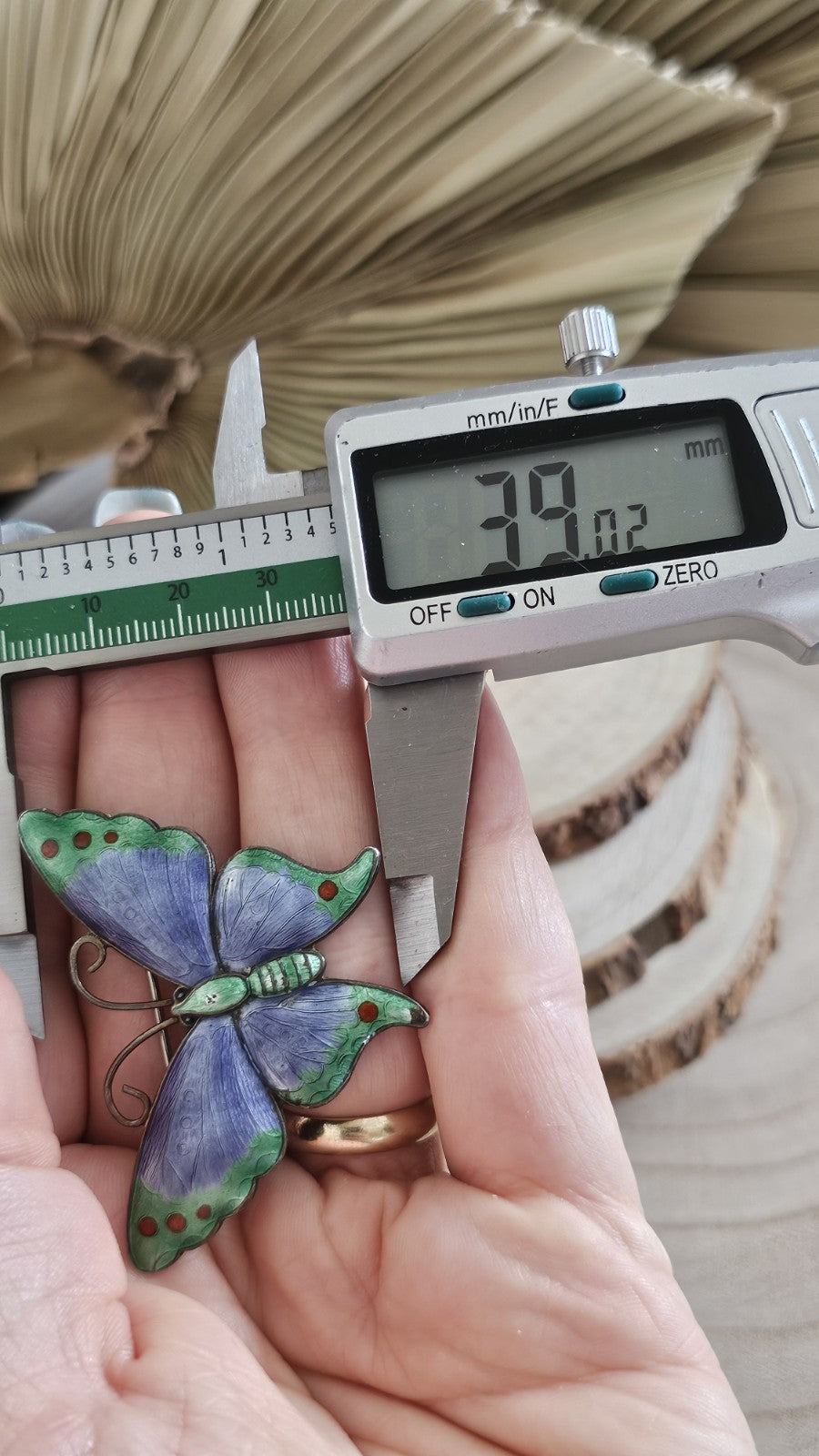 Antique Thomas Lyster Mott TLM Sterling Silver Enamel Butterfly Brooch Art Deco