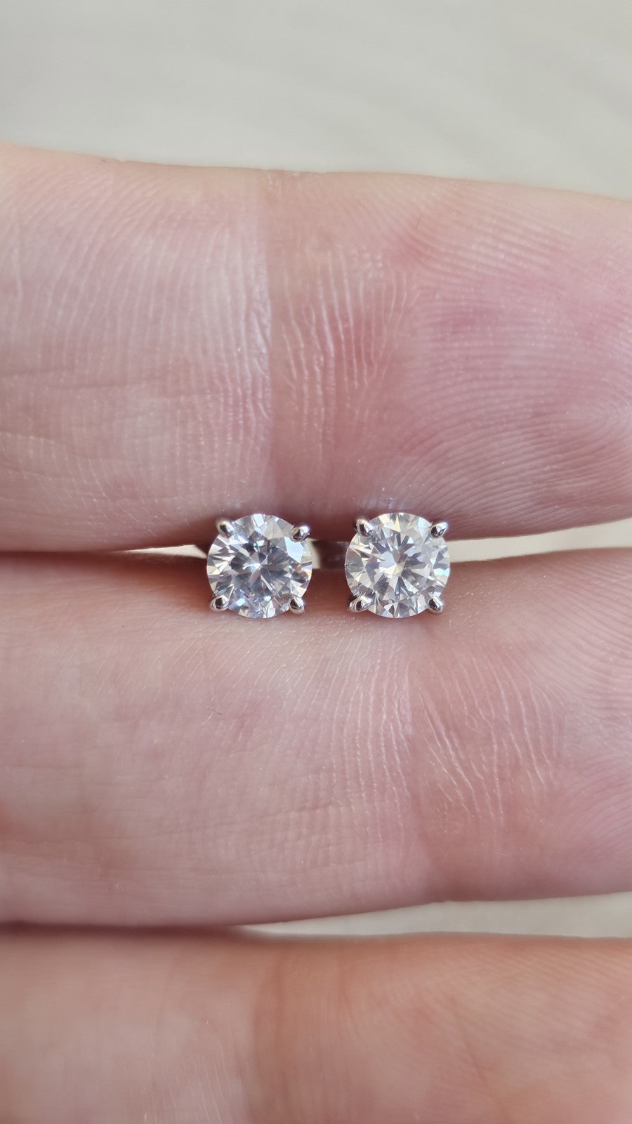 Natural Diamond Stud Earrings 14ct White Gold 1.01ctw GCI Cert Butterfly Back