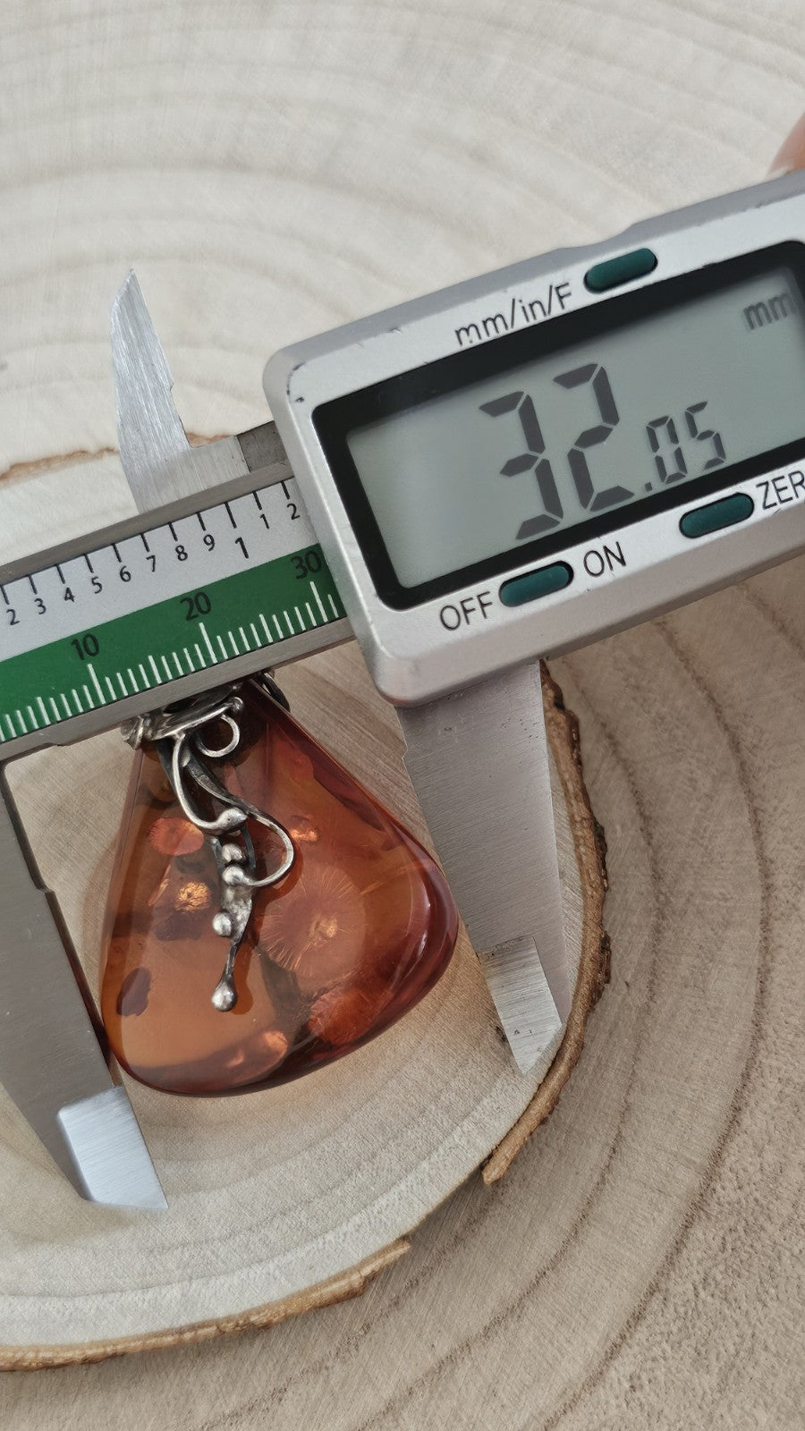 Vintage 925 Sterling Silver Large Amber Pendant Fully Hallmarked 16.46g