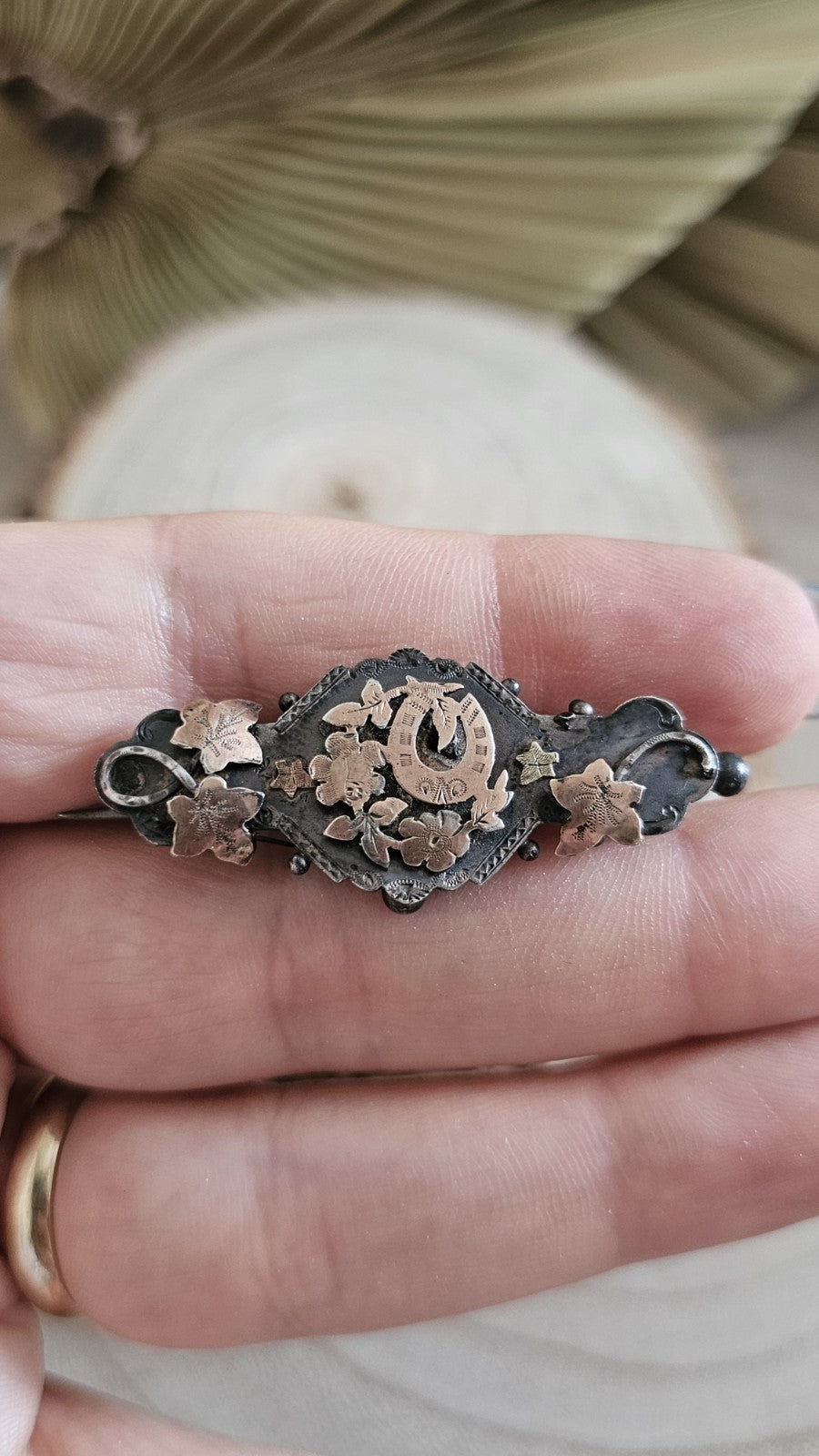 Antique 1897 Sterling Silver Floral Horseshoe Brooch Fully Hallmarked Victorian