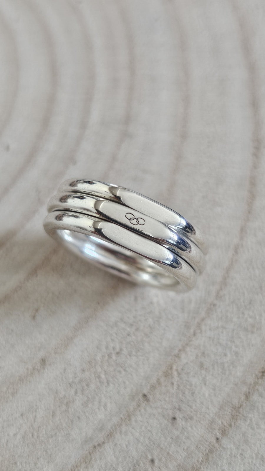 Links of London 925 Sterling Silver Triple Band Spinner Ring , Size M 1/2
