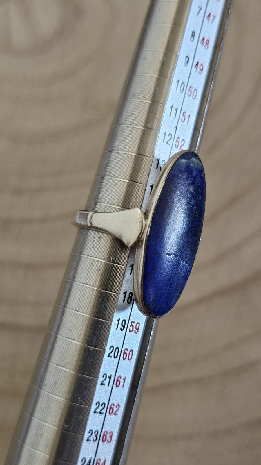 Vintage 925 Sterling Silver Sodalite Statement Ring Blue Gemstone Size O 1/2