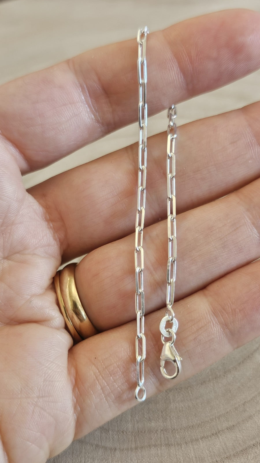 925 Sterling Silver Paperclip Link Bracelet 7.25" 18.4cm , New in Box