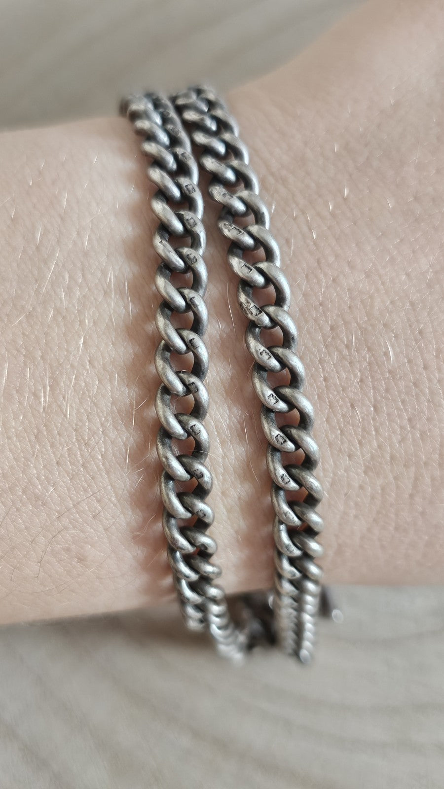 Antique HB&S Sterling Silver Albert Watch Chain Bracelet 35.11g 8.4" Hallmarked
