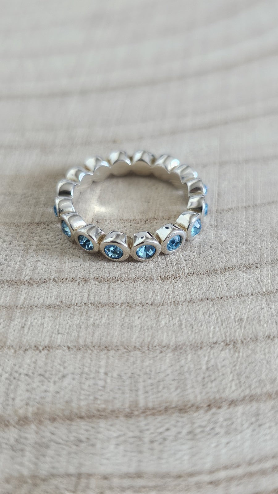 925 Sterling Silver Blue Topaz Full Eternity Ring Size M 4.33g