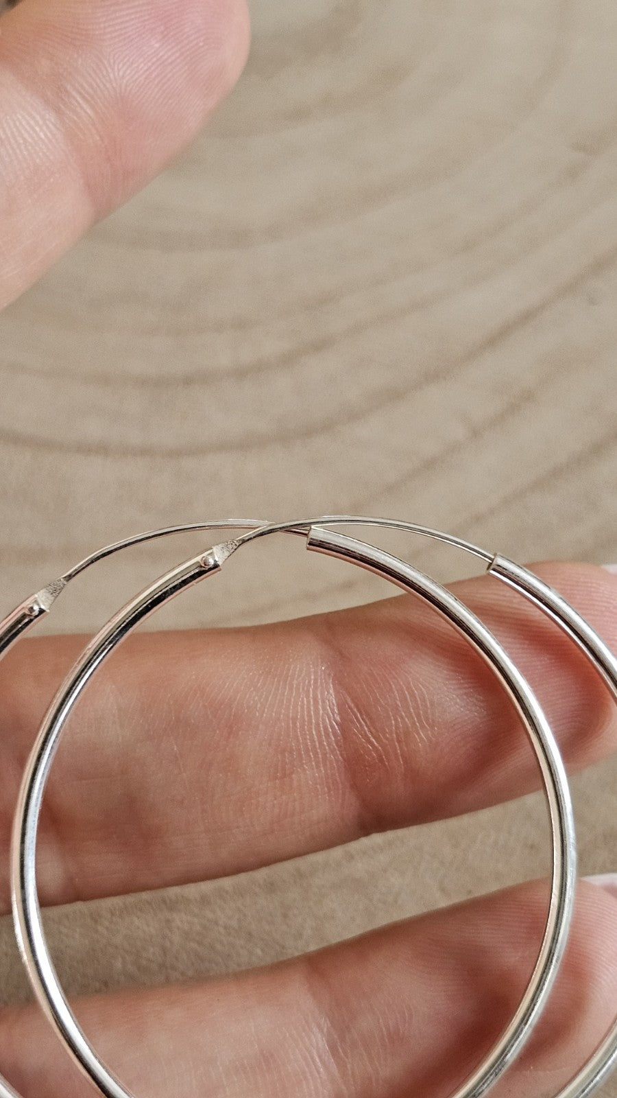 925 Sterling Silver Large Hoop Earrings 50mm Classic Thin Round Hoops , New