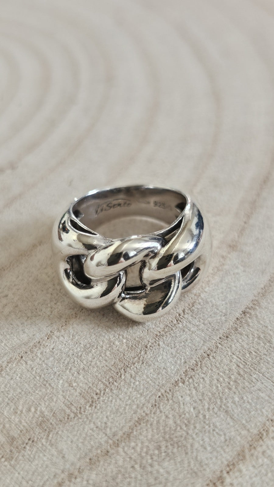Ti Sento 925 Sterling Silver Chunky Chain Link Statement Ring Size J 1/2 10.34g