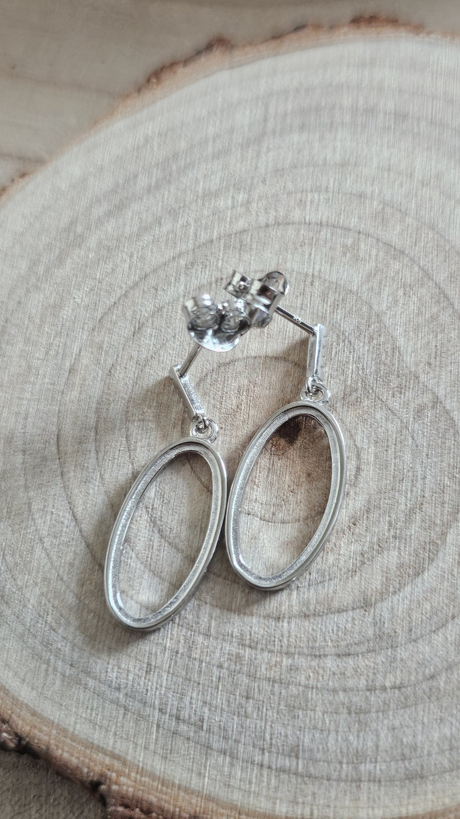 925 Sterling Silver CZ Oval Drop Dangle Earrings Sparkling 27mm