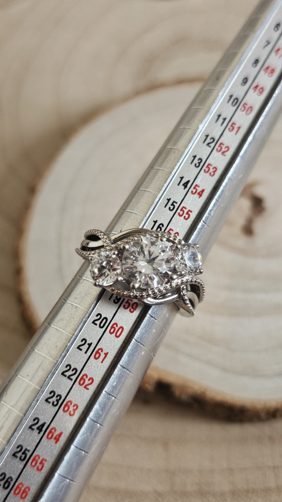 925 Sterling Silver Three Stone CZ Trilogy Crossover Ring – Size O – 4.95g