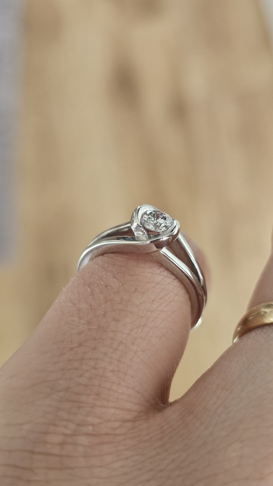 9ct White Gold Natural Diamond Solitaire Ring 0.33ct Size L  Hallmarked