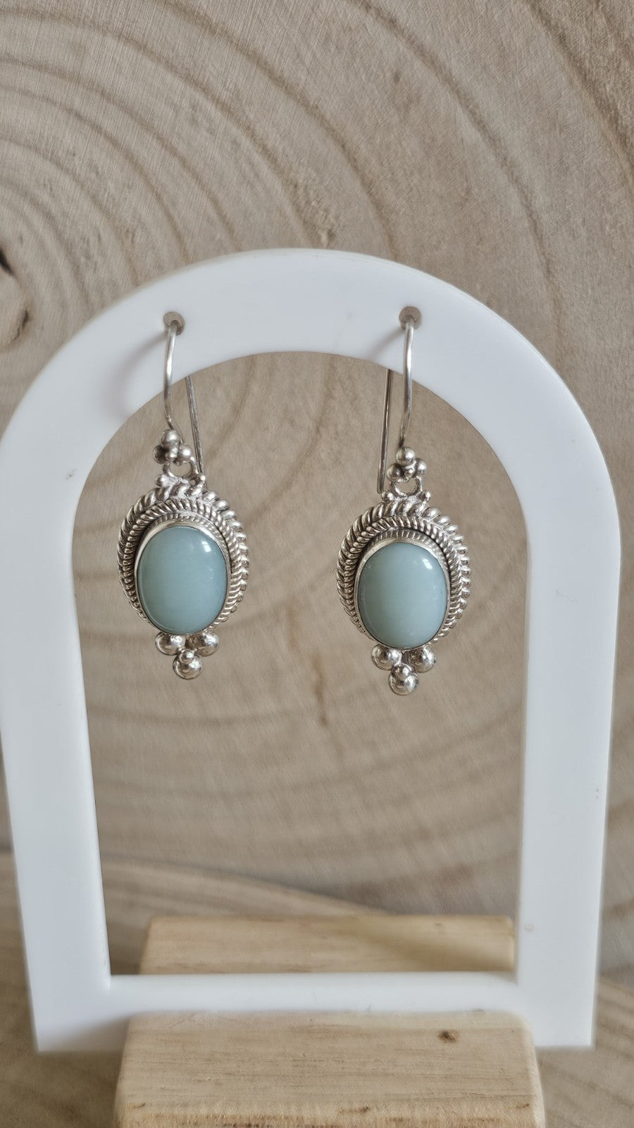 BA SUARTI 925 Sterling Silver Blue Chalcedony Drop Earrings 11.96g