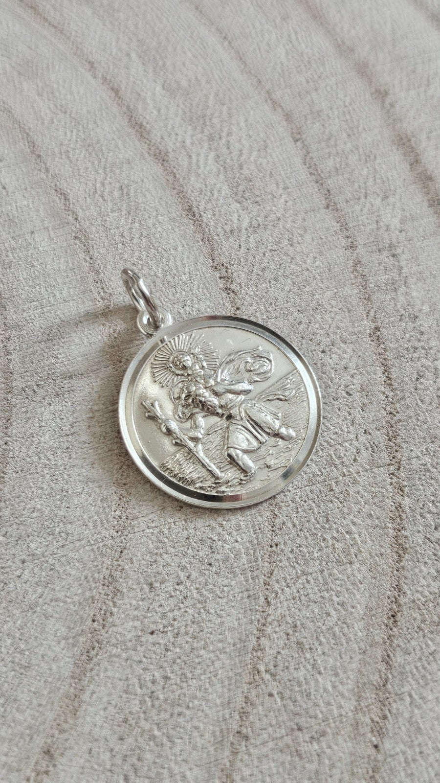 Vintage Sterling Silver St Christopher Medal Pendant Travel Protection 2.31g
