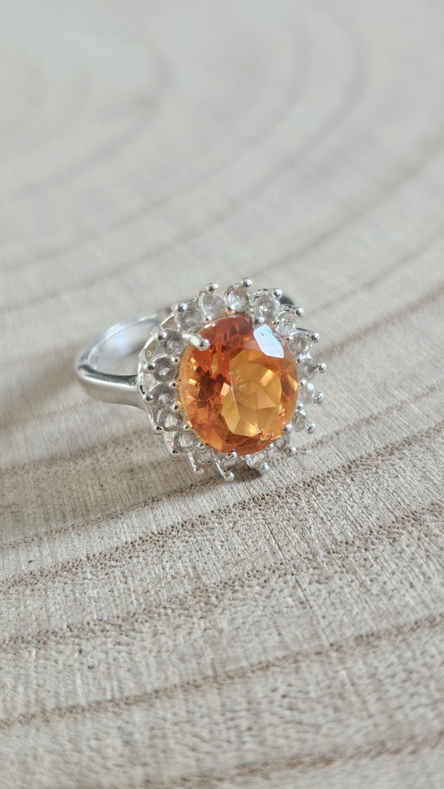 Mystic Quartz & White Zircon Halo Statement Ring – Size R 1/2 – 5.44g