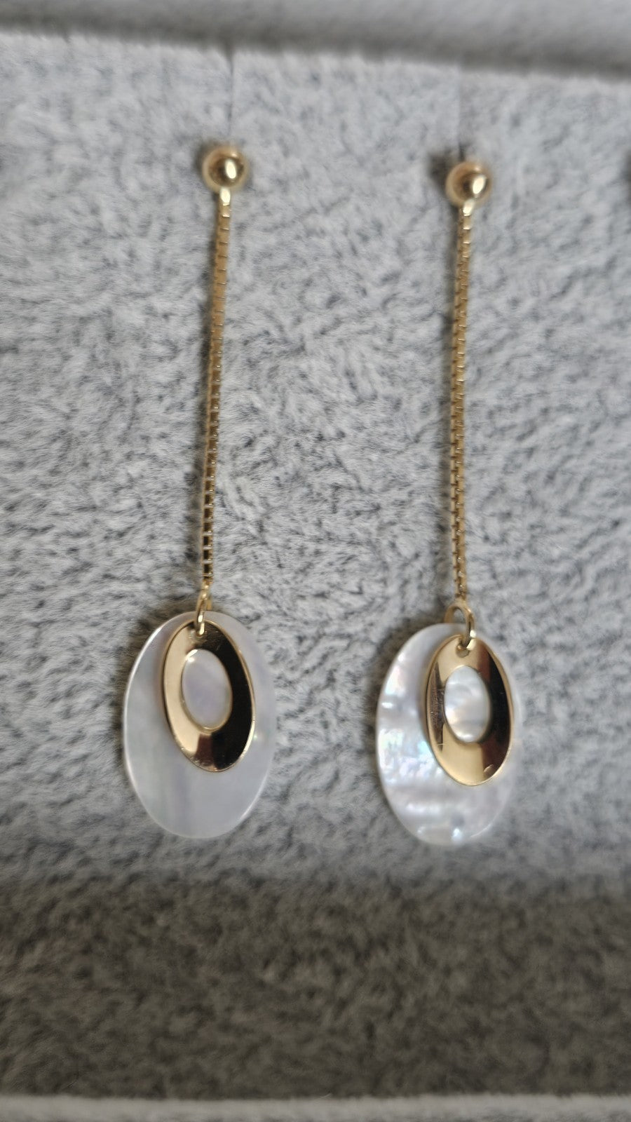 9ct Yellow Gold Mother of Pearl Dangle Drop Stud Earrings 1.55g