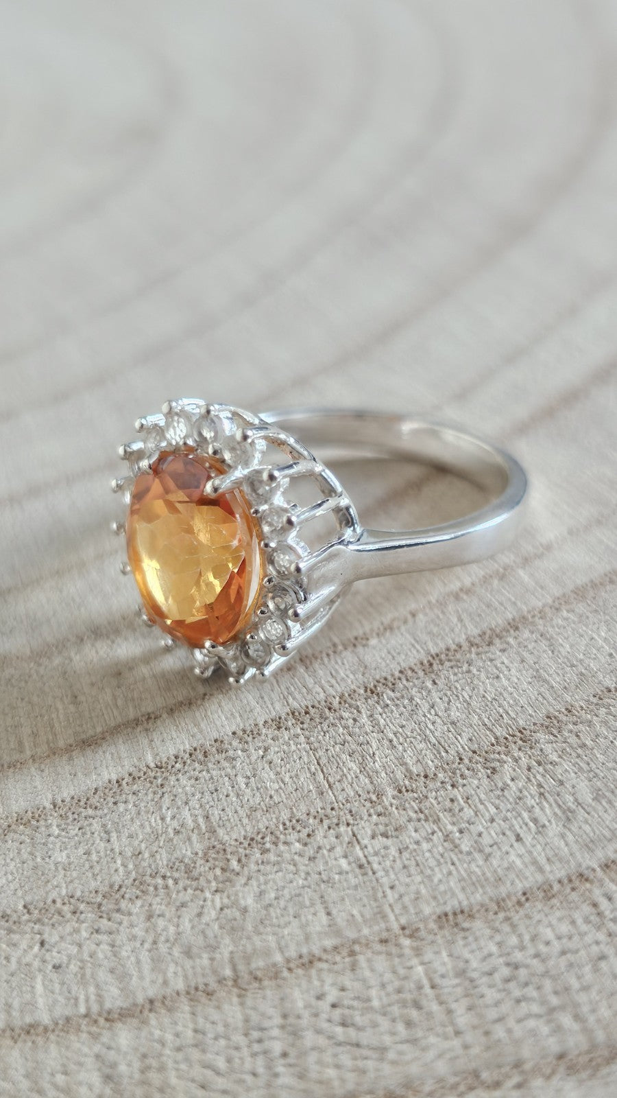 Mystic Quartz & White Zircon Halo Statement Ring – Size R 1/2 – 5.44g