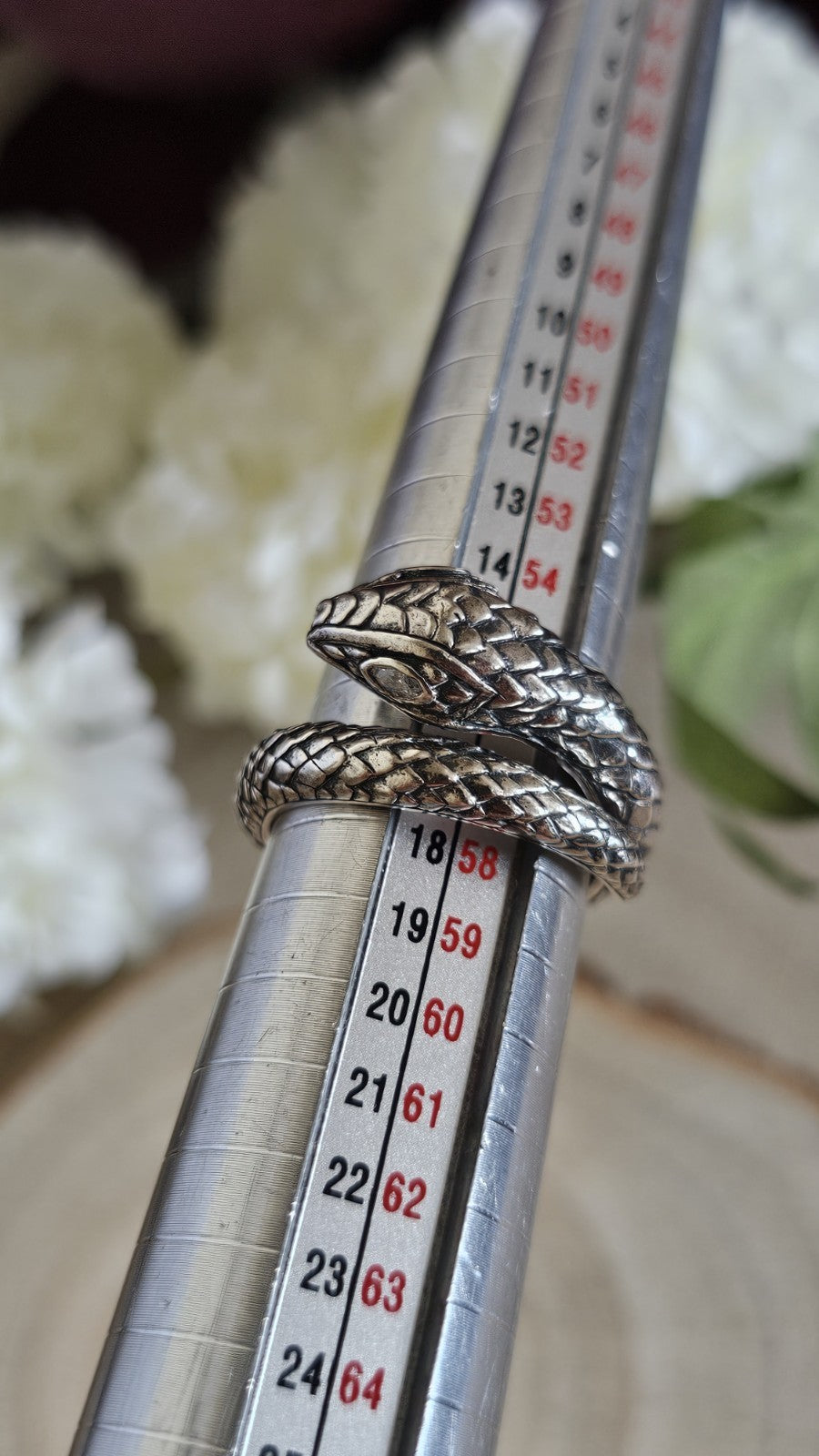 Thomas Sabo 925 Sterling Silver Snake Ring Clear Stone Eyes Size P 1/2 9.19