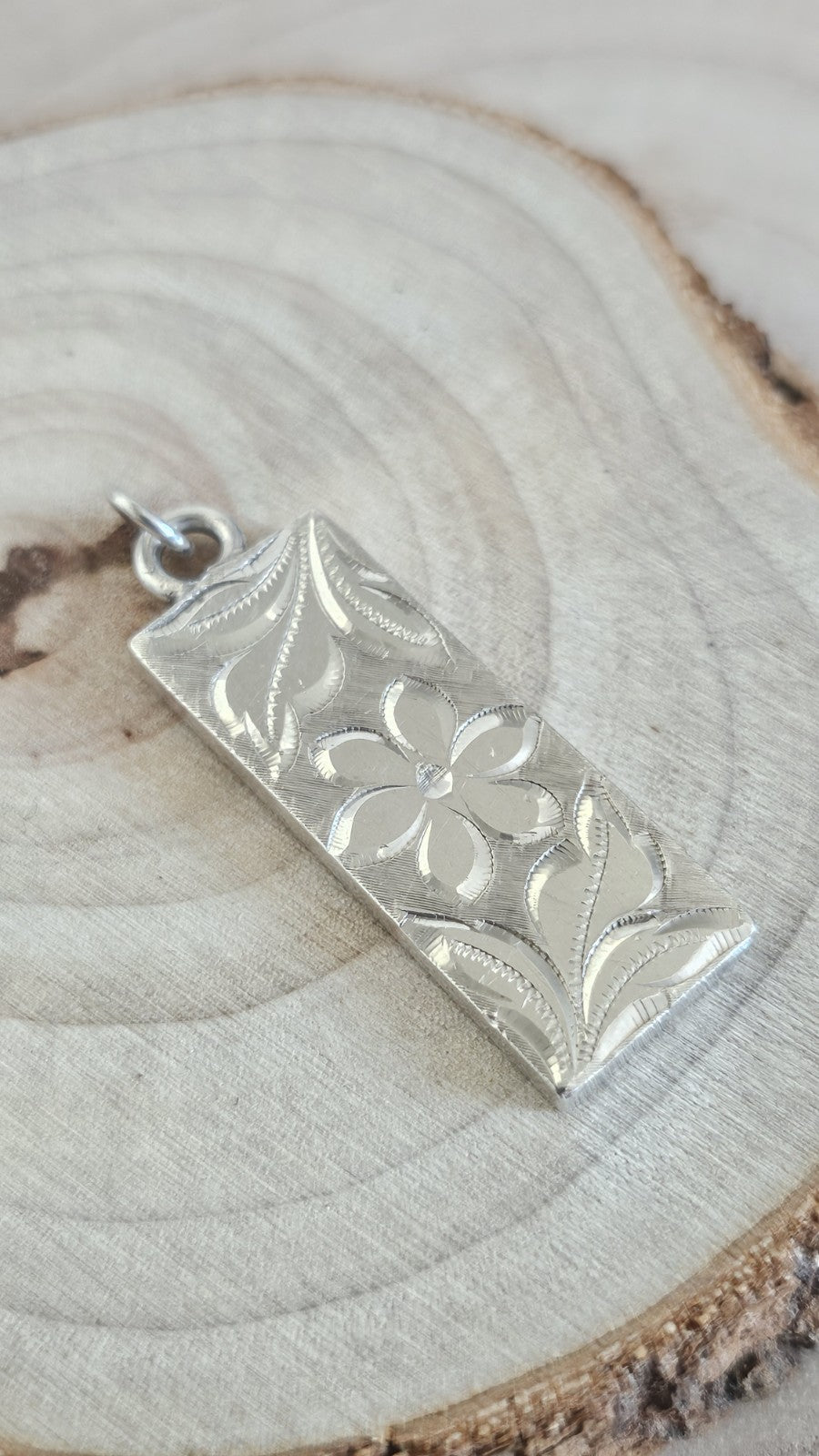 Vintage 1977 Sterling Silver Floral Engraved Ingot Pendant Birmingham L&N 