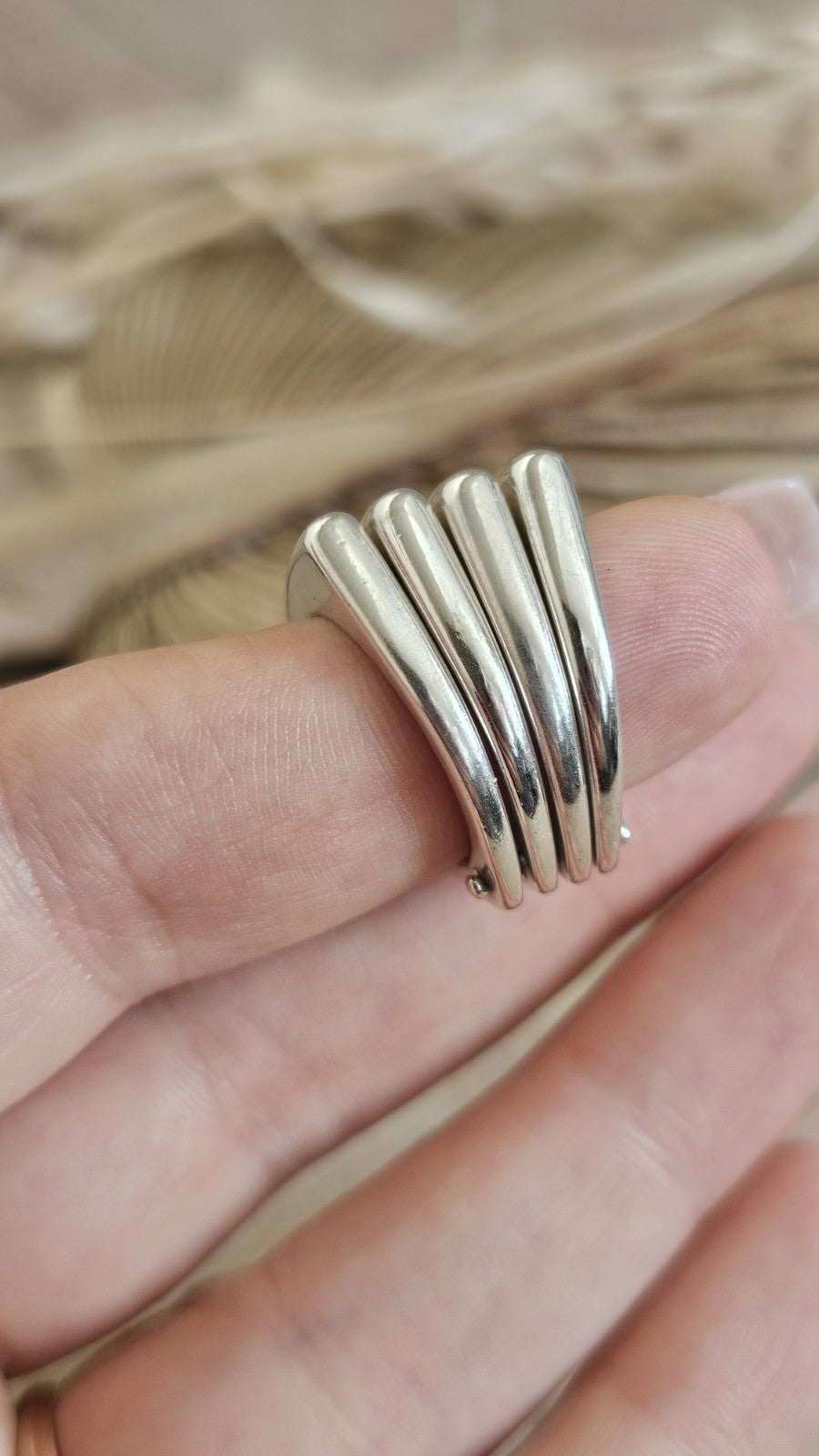 925 Sterling Silver 4 Band Articulated Statement Ring  Size M 1/2 22.11g