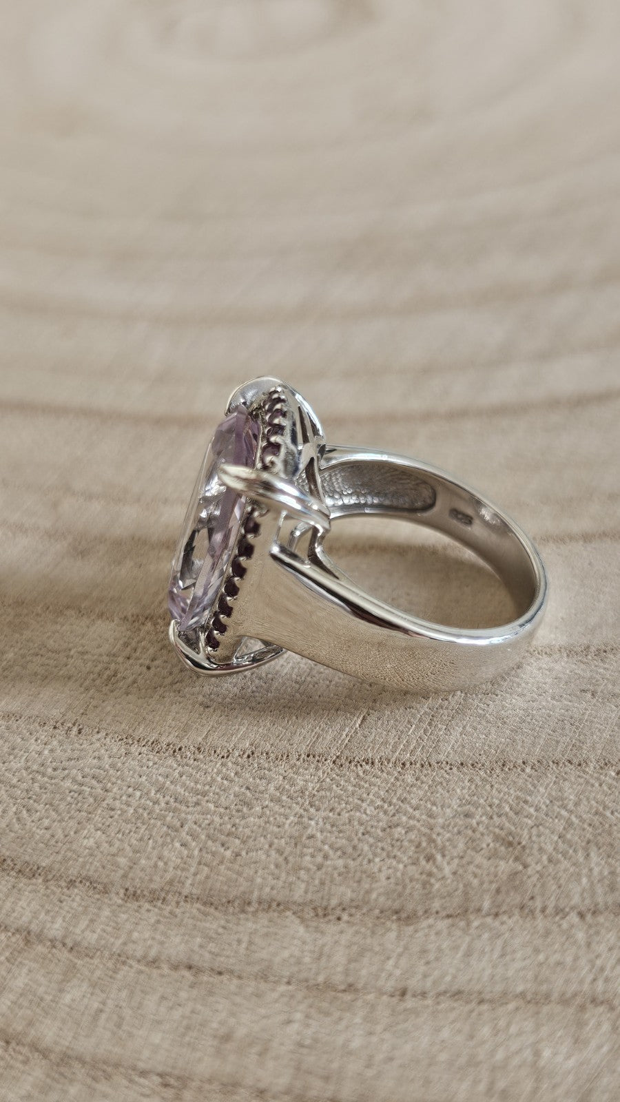 925 Sterling Silver Amethyst & Rhodolite Garnet Statement Ring–Size N 1/2- 7.27g