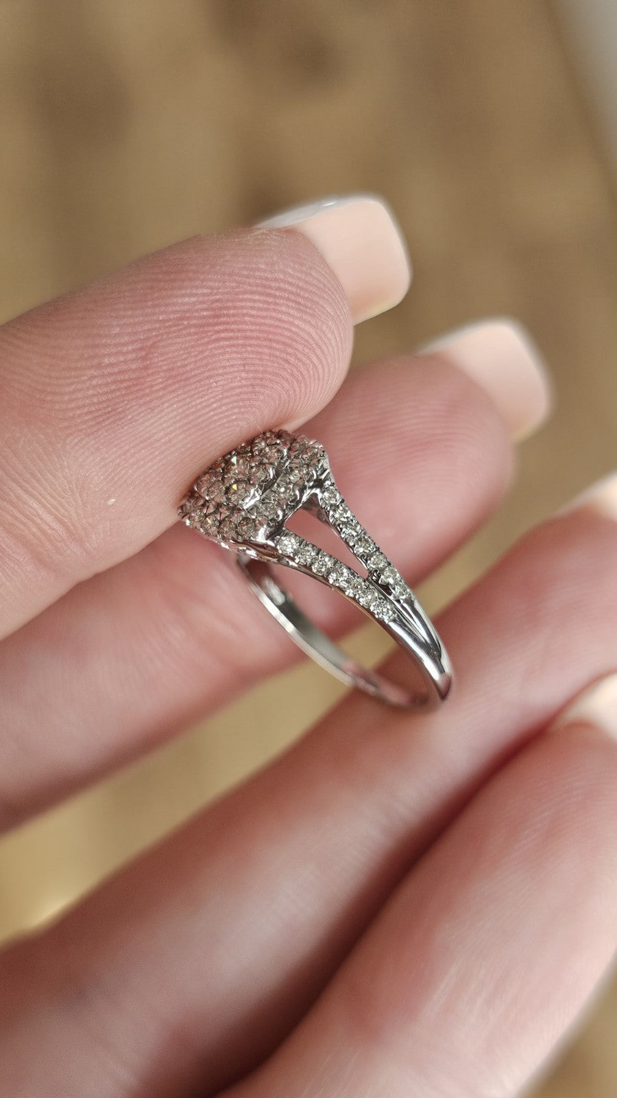 💎 9ct White Gold 0.50ct Natural Diamond Cluster Ring – Size K½ – Sparkling