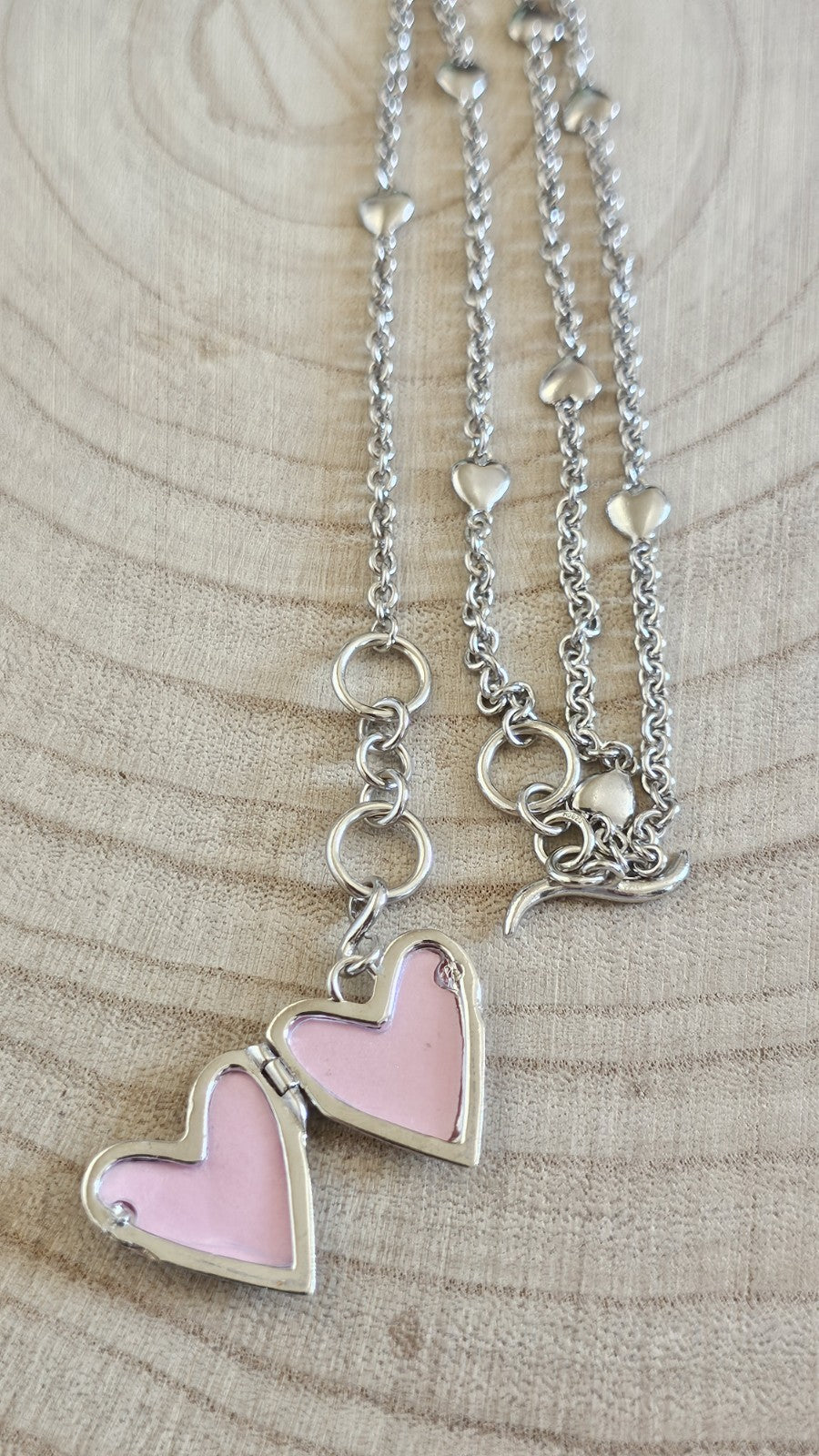 Hot Diamonds 925 Sterling Silver Heart Locket Diamond T-Bar Necklace 22–23"