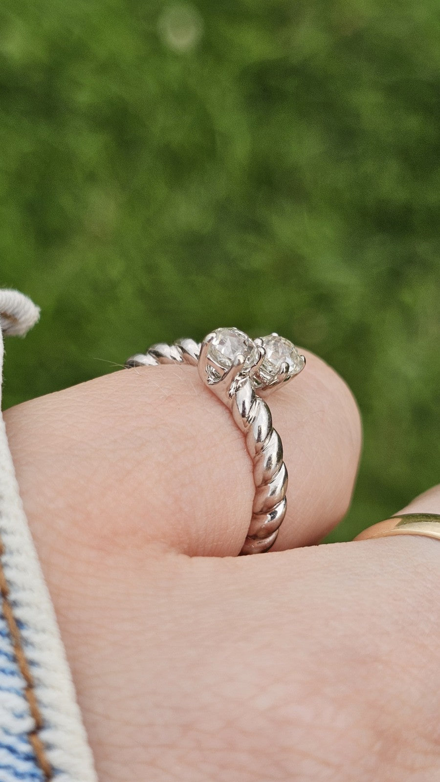 14K White Gold 1.00ct Crown of Light Natural Diamond Unity Ring WGI, size M1/2