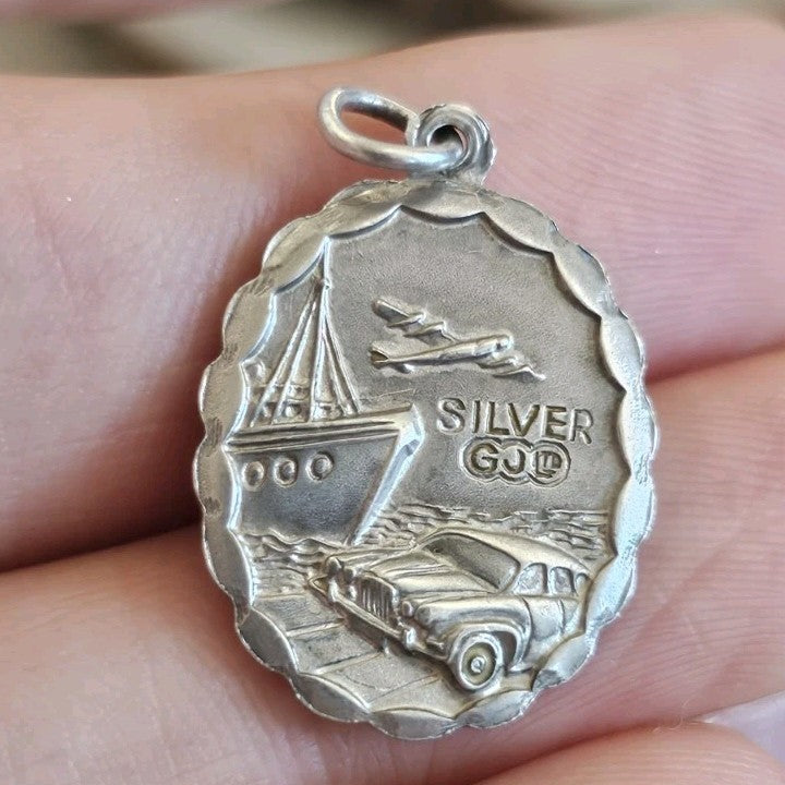 Vintage Georg Jensen Silver St Christopher Double Sided Travel Pendant 3.06g