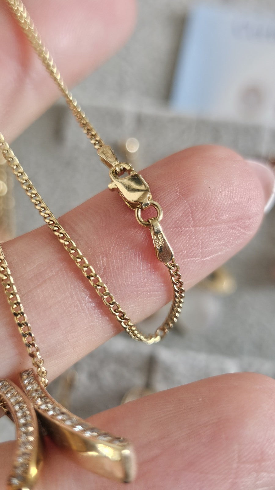 9ct Yellow Gold Natural Diamond Crossover Pendant Necklace 19" Hallmarked