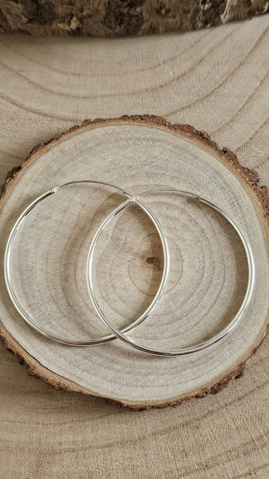 925 Sterling Silver Large Hoop Earrings 50mm Classic Thin Round Hoops , New