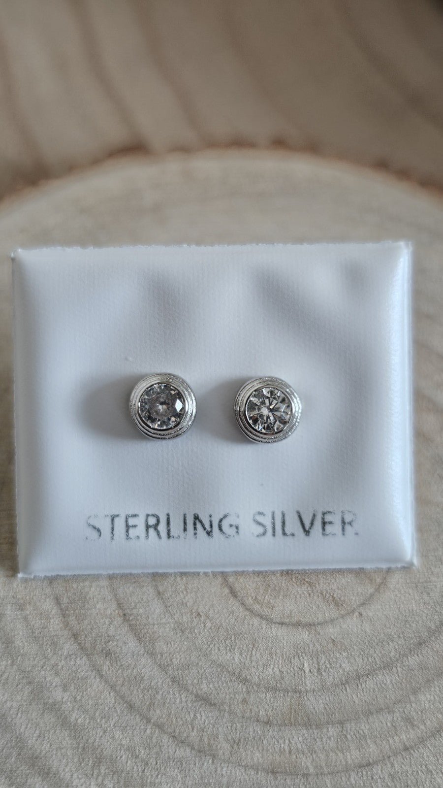 925 Sterling Silver CZ Round 6mm Stud Earrings Rhodium Plated New