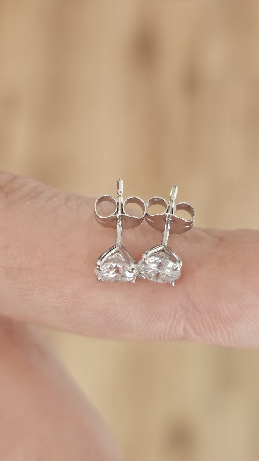 Natural Diamond Stud Earrings 14ct White Gold 1.01ctw GCI Cert Butterfly Back