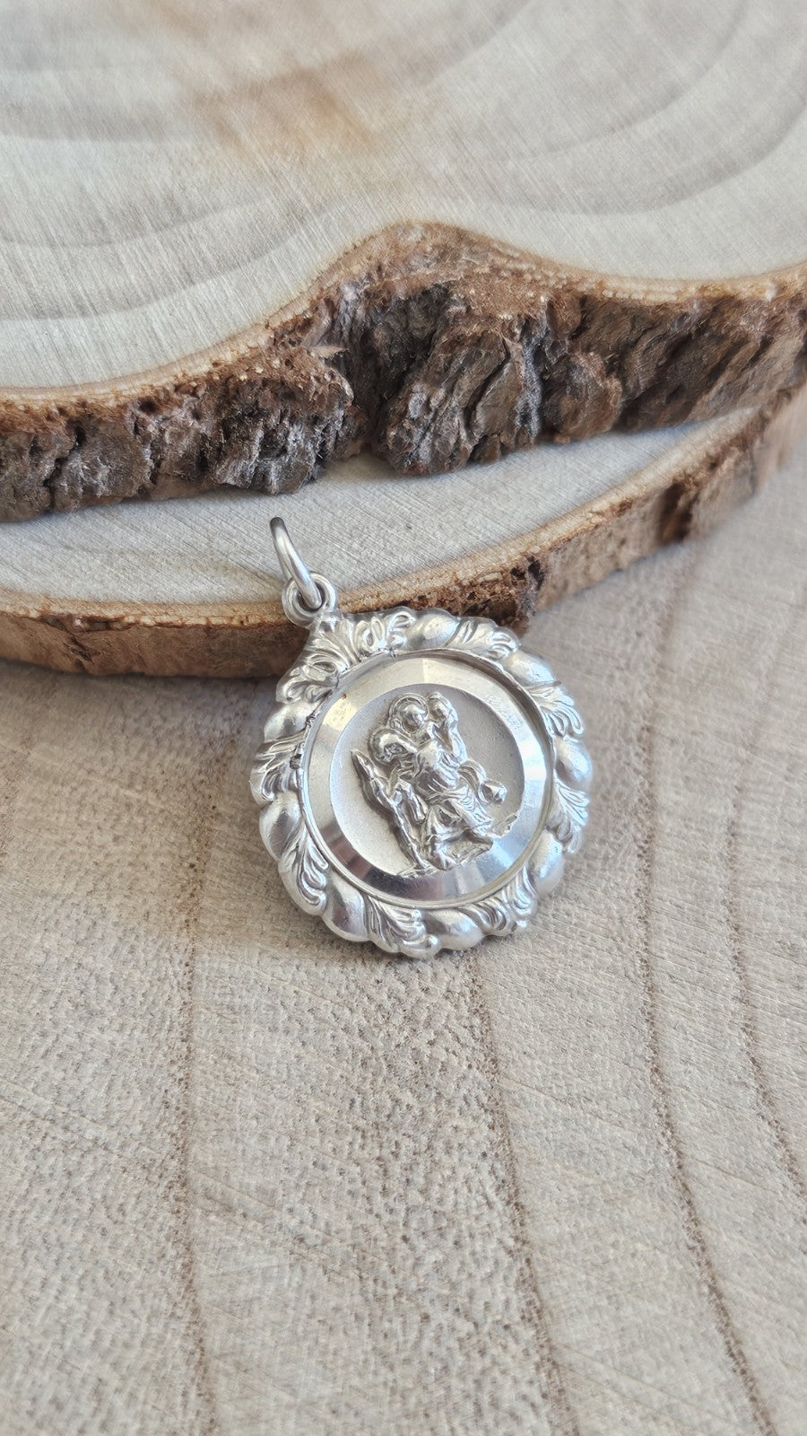 Vintage Georg Jensen Silver St Christopher Pendant Medal 5.19g