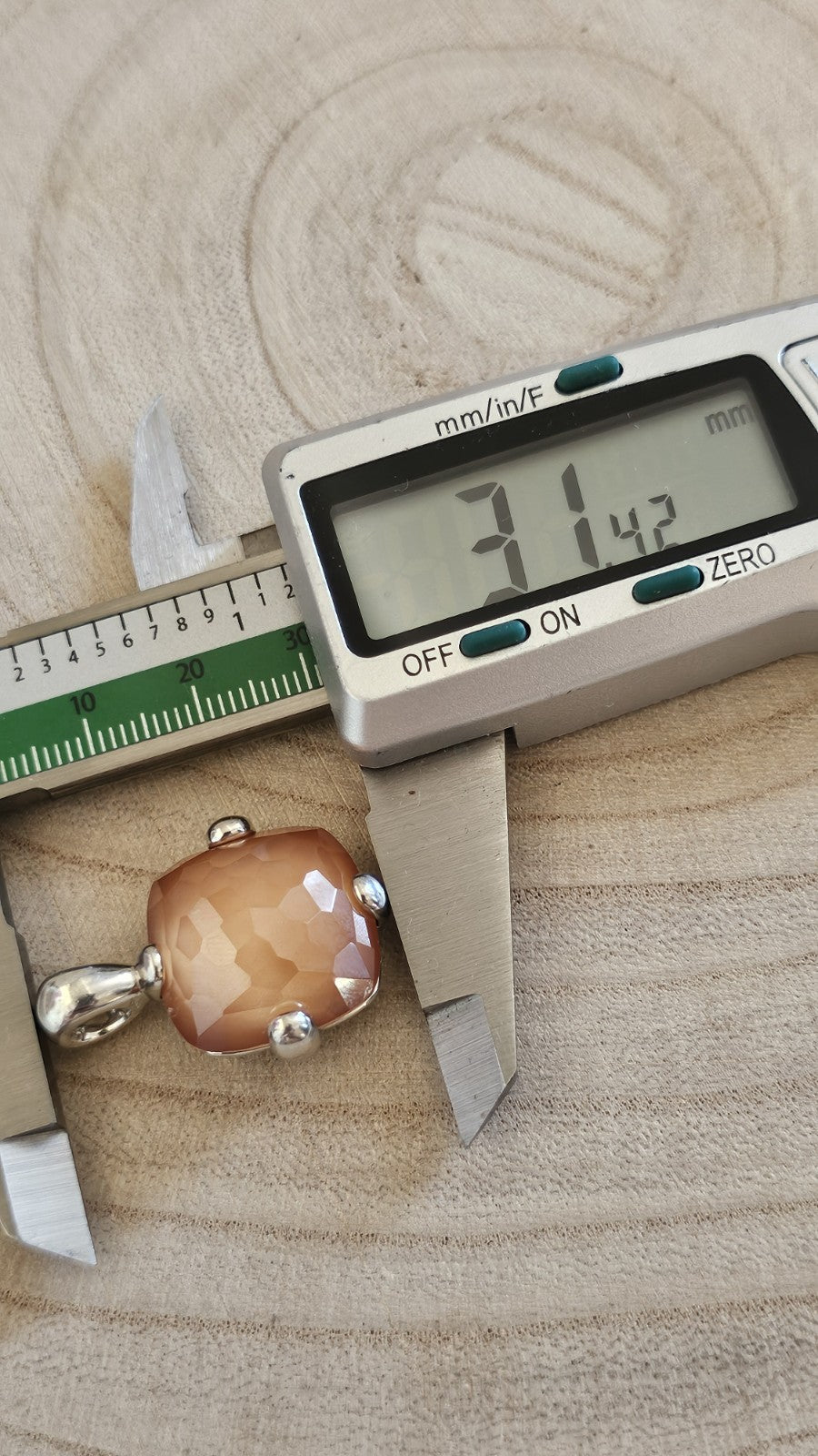TI SENTO Milano 925 Sterling Silver Peach Faceted Cushion Pendant 17.14g