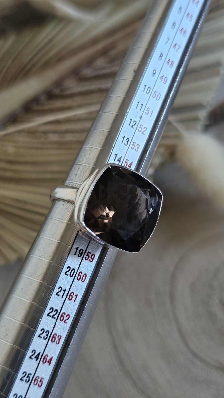 925 Sterling Silver Smoky Quartz Statement Ring Size P TGGC 8g