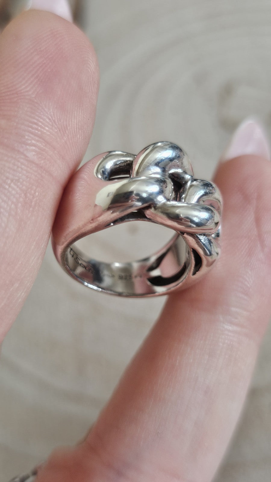 Ti Sento 925 Sterling Silver Chunky Chain Link Statement Ring Size J 1/2 10.34g