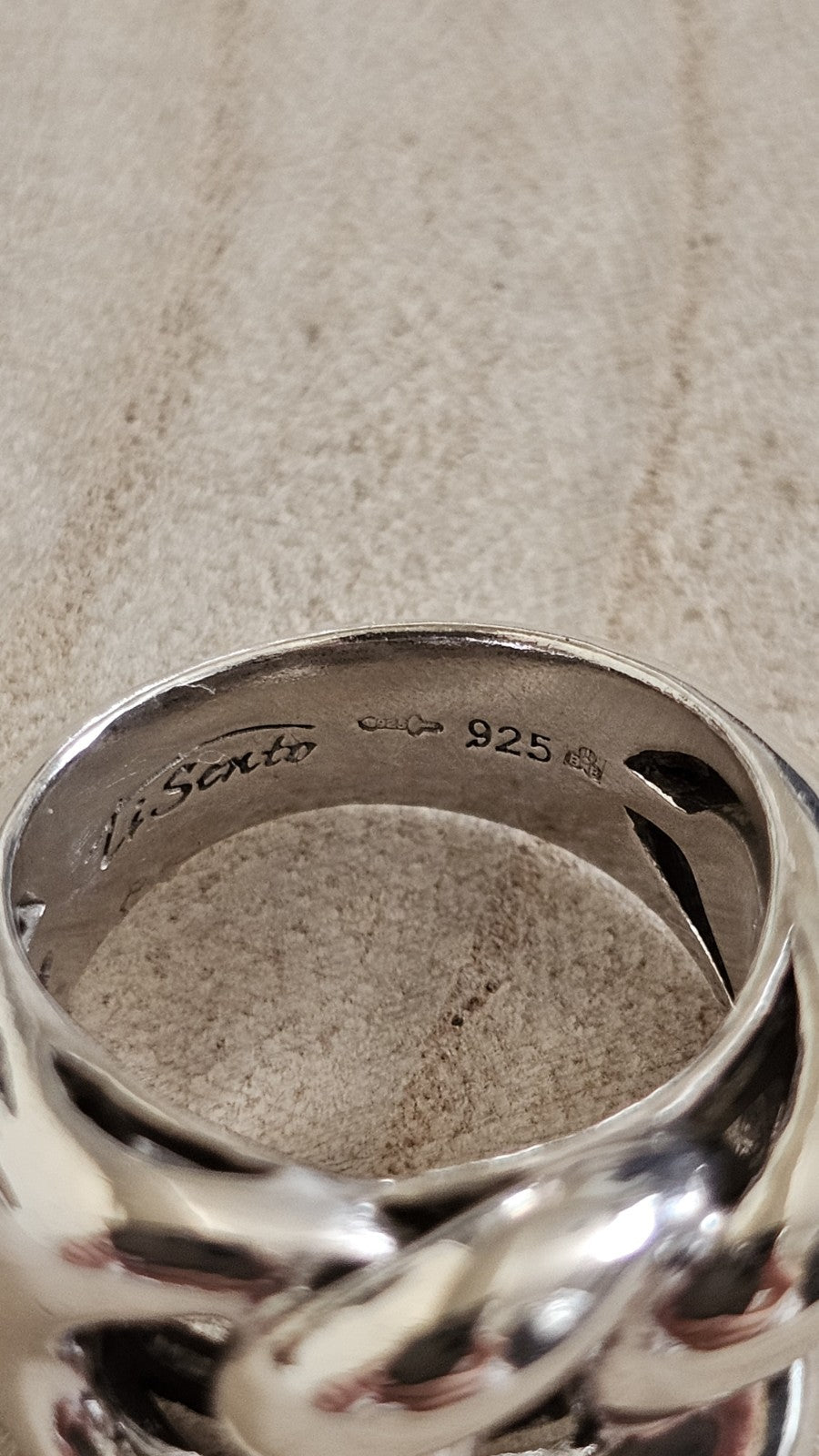 Ti Sento 925 Sterling Silver Chunky Chain Link Statement Ring Size J 1/2 10.34g