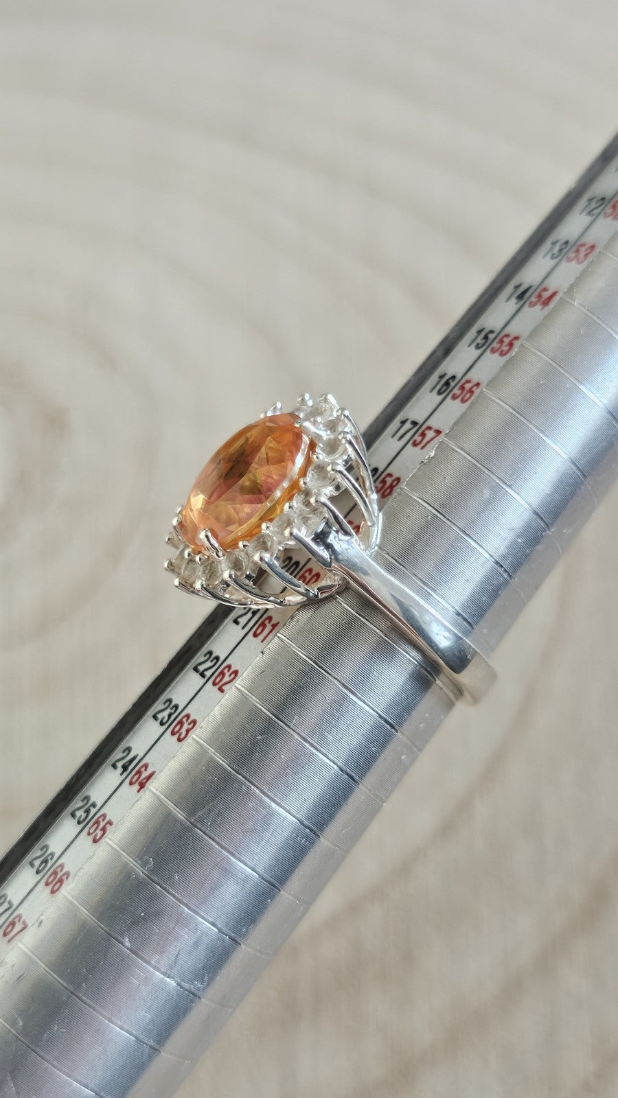 Mystic Quartz & White Zircon Halo Statement Ring – Size R 1/2 – 5.44g