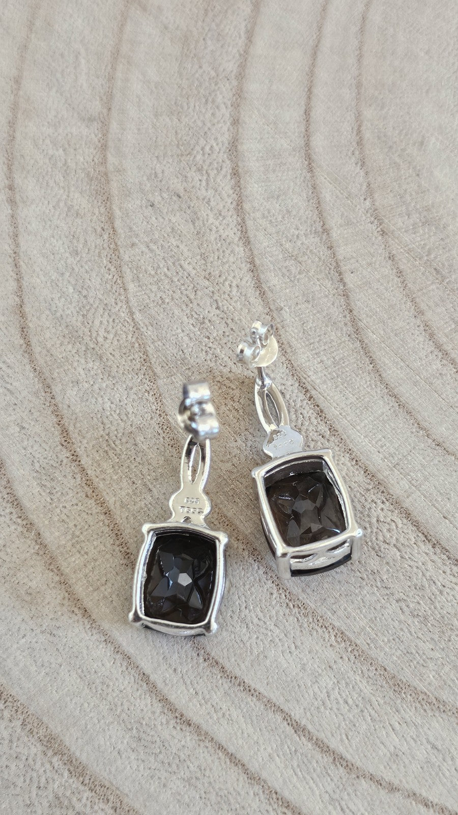 925 Sterling Silver TGGC Smoky Quartz Drop Earrings 5.78g 24mm