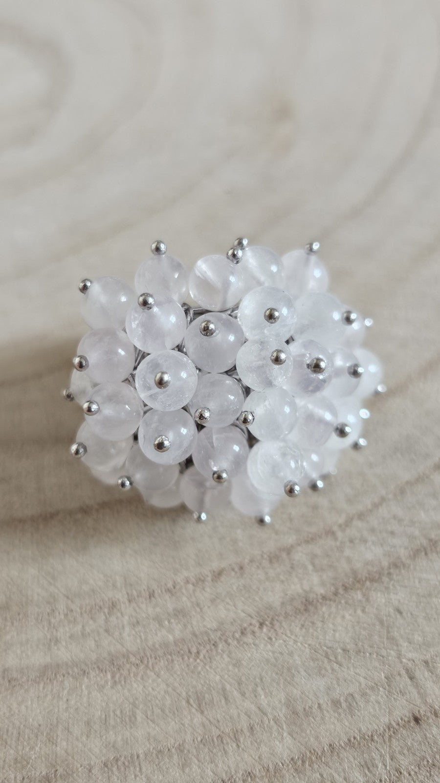 925 Sterling Silver Rose Quartz Cluster Ring Hallmarked Size J 1/2–13.20g