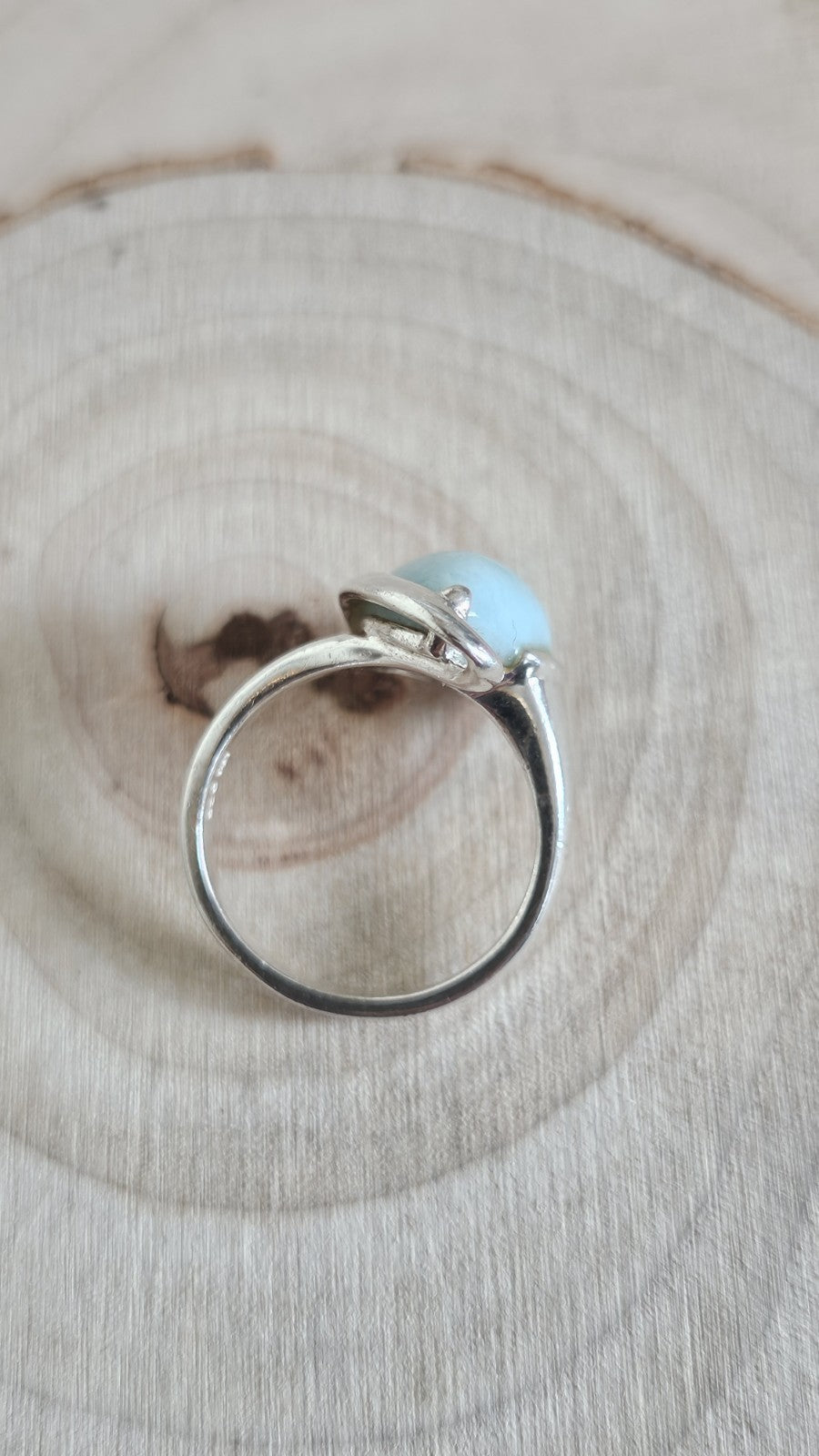 925 Sterling Silver Larimar Teardrop Ring Size N Blue Gemstone 5.51g