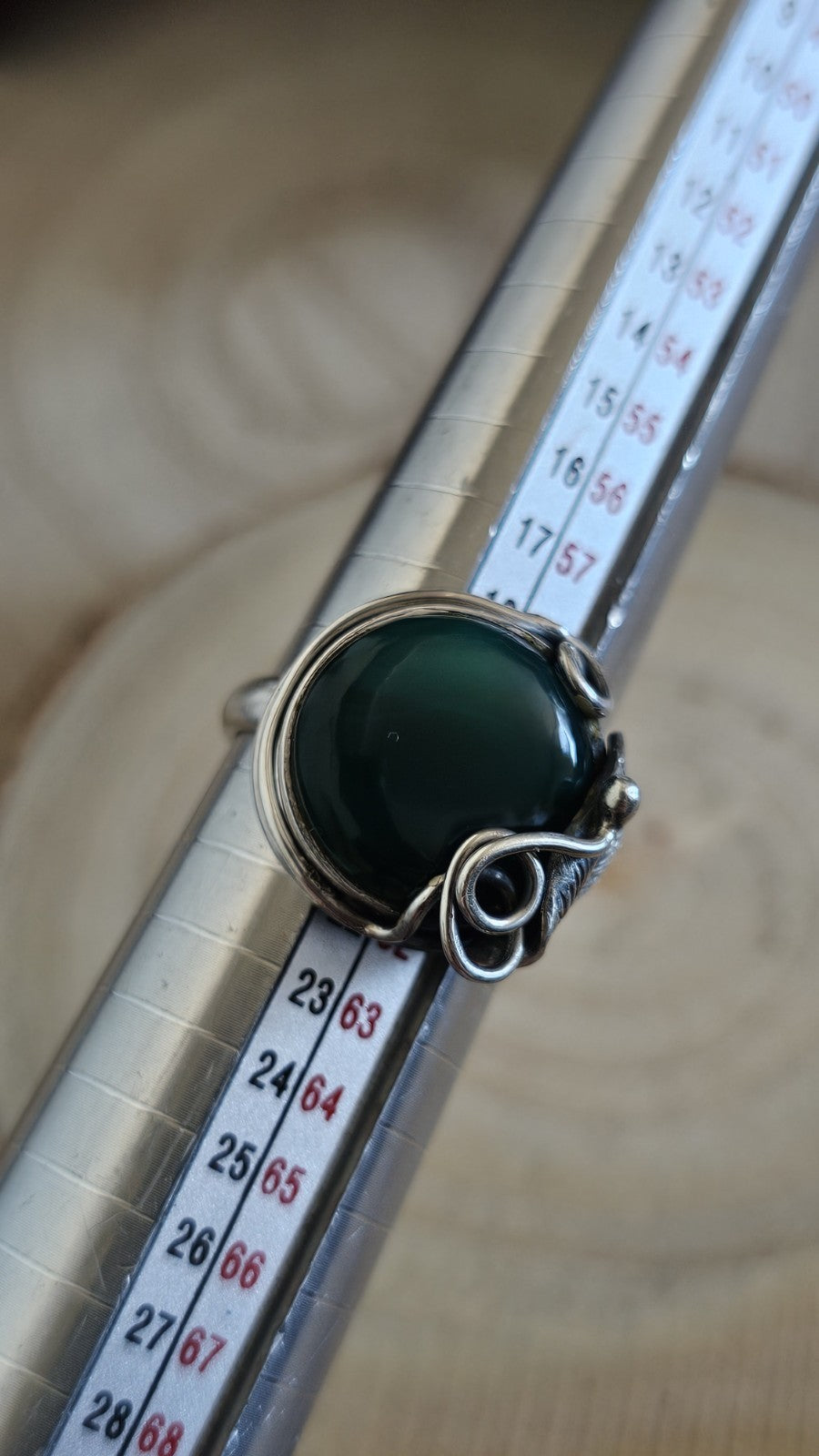 Vintage Sterling Silver Green Onyx Statement Ring Size S 7.92g