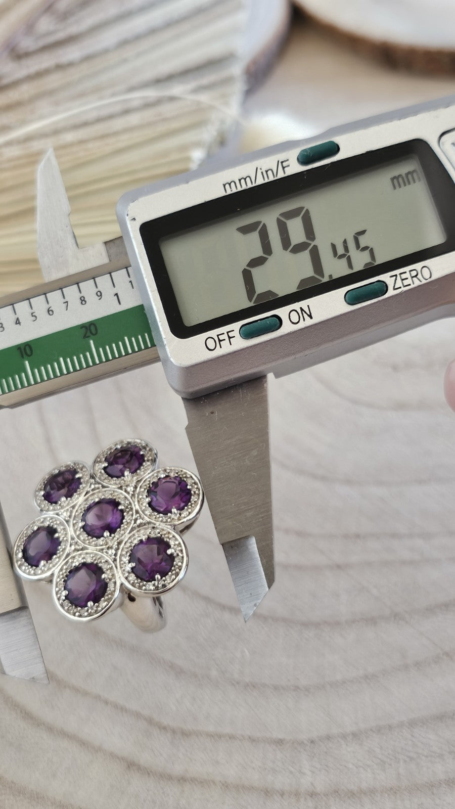 TGGC 925 Sterling Silver Amethyst Zircon Cluster Ring Size N 1/2 10.17g