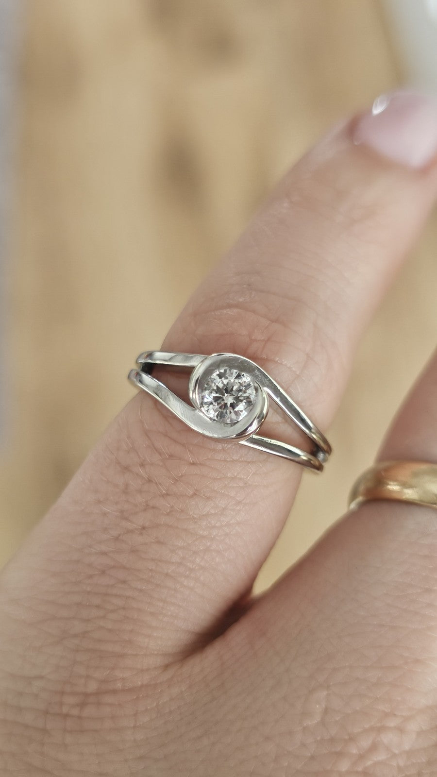 9ct White Gold Natural Diamond Solitaire Ring 0.33ct Size L  Hallmarked