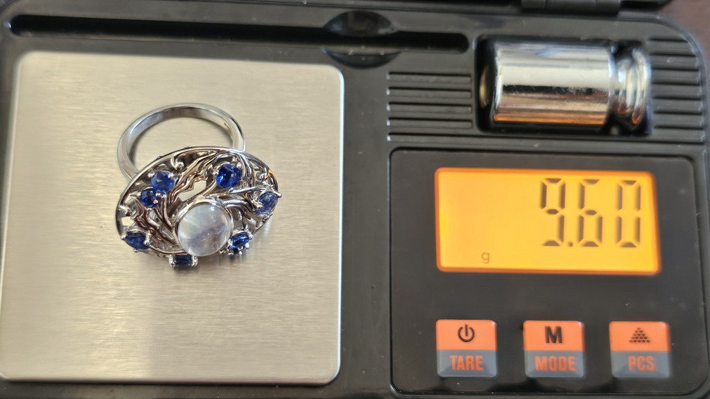 Shipton & Co 925 Silver Moonstone Kyanite Arts & Crafts Ring Size N 1/2