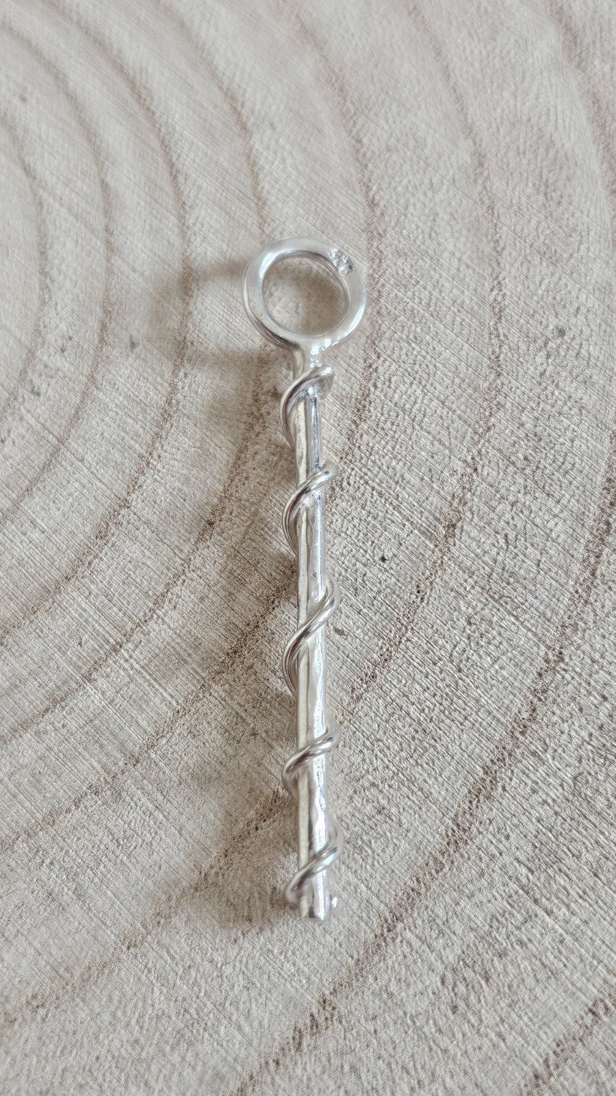 925 Sterling Silver Twisted Bar Pendant Charm 2.27g Stamped 925