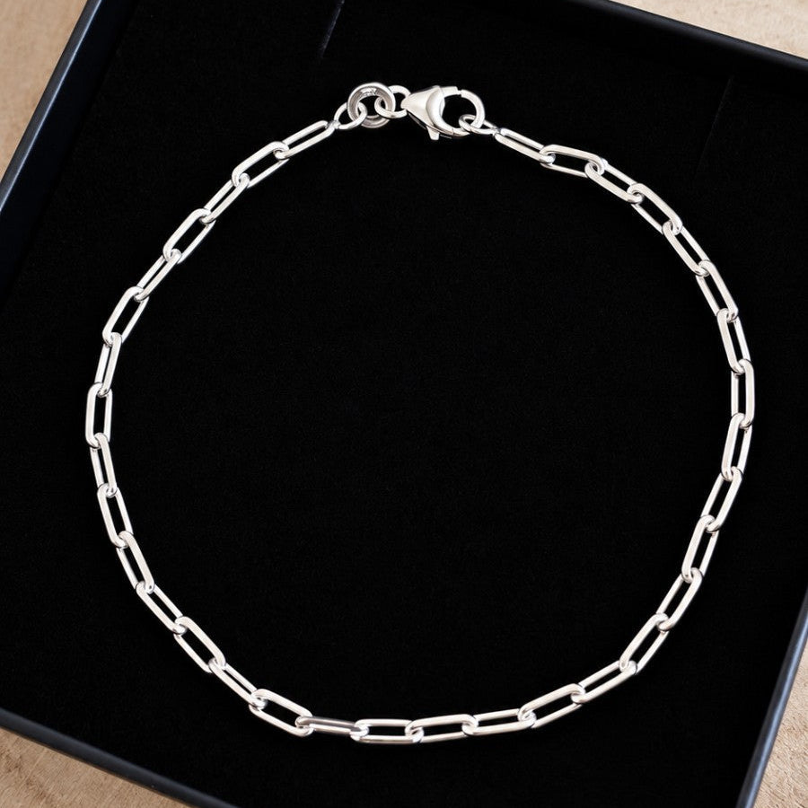 925 Sterling Silver Paperclip Link Bracelet 7.25" 18.4cm , New in Box