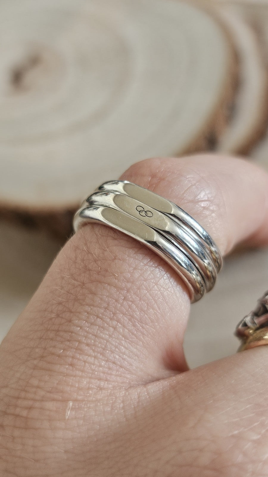 Links of London 925 Sterling Silver Triple Band Spinner Ring , Size M 1/2
