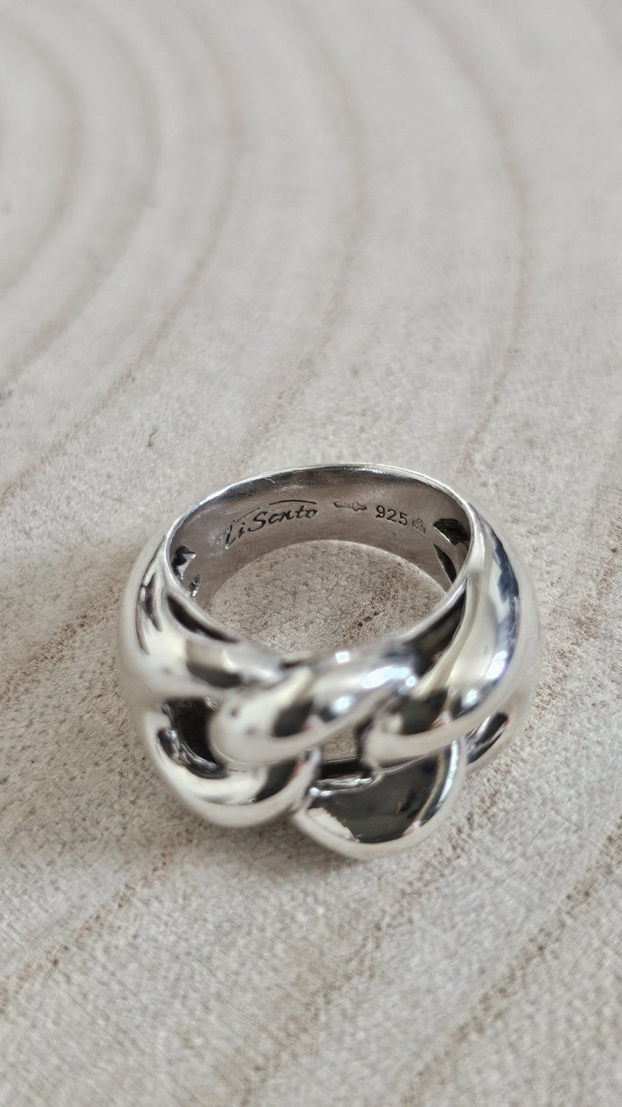 Ti Sento 925 Sterling Silver Chunky Chain Link Statement Ring Size J 1/2 10.34g