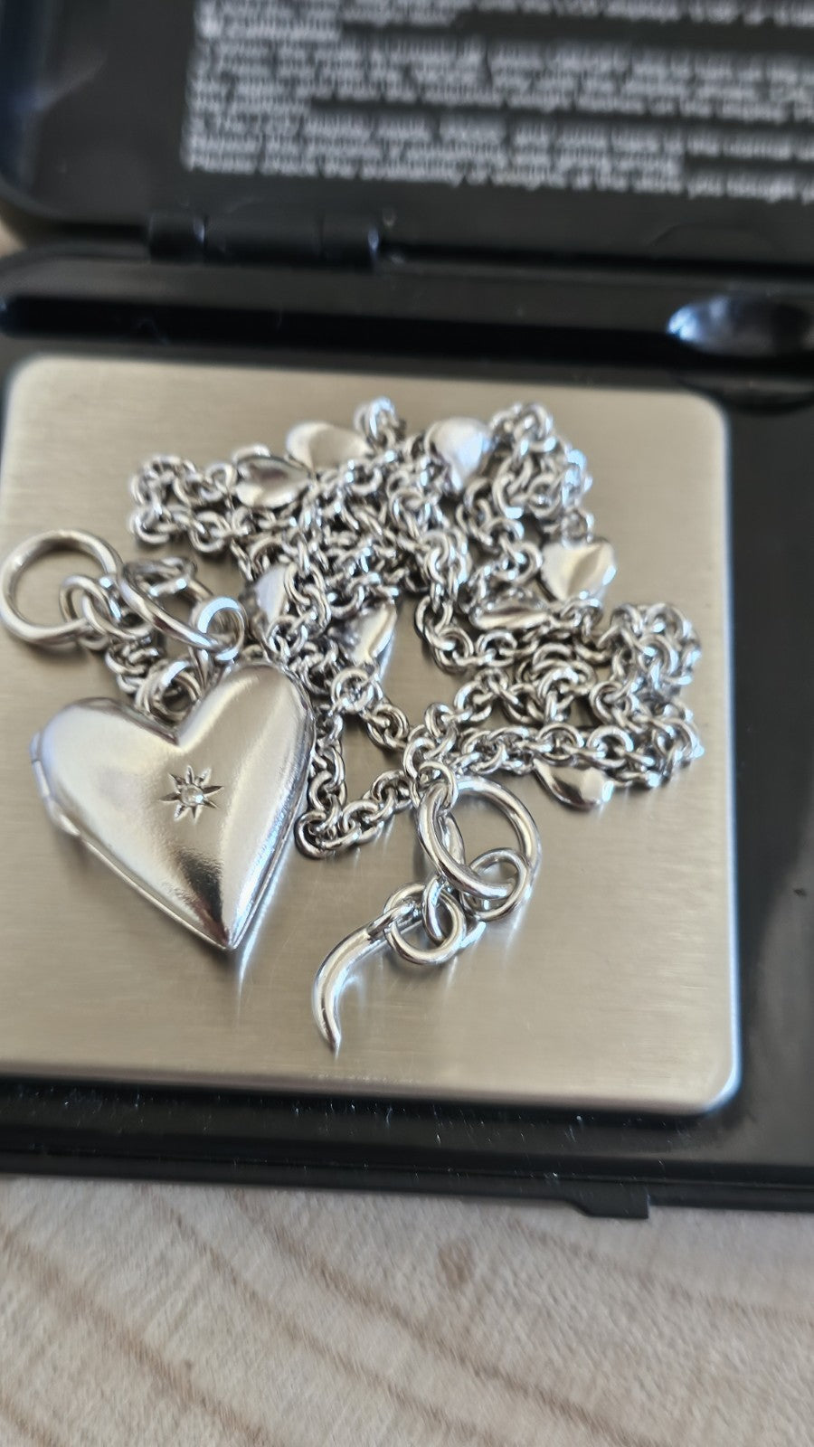 Hot Diamonds 925 Sterling Silver Heart Locket Diamond T-Bar Necklace 22–23"